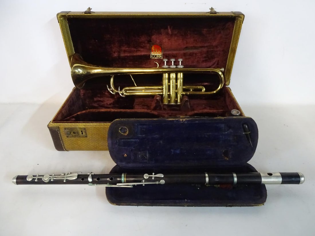 2 MUSICAL INSTRUMENTS: TRUMPET AND CLARINET 27" LONG (1 of 12)