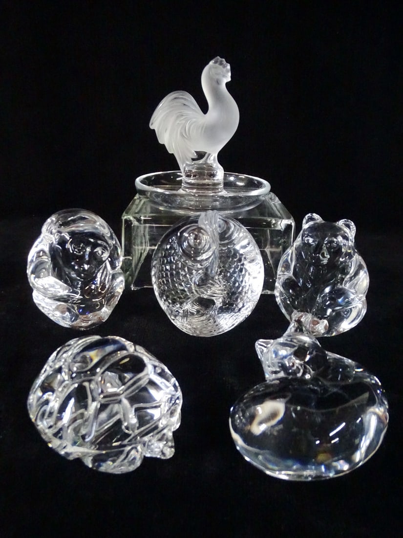 LIVING ESTATE OF JOSEPH RODANO: GROUP OF FIVE STEUBEN ANIMALS INC.. ROOSTER, 4" TALLEST (1 of 20)