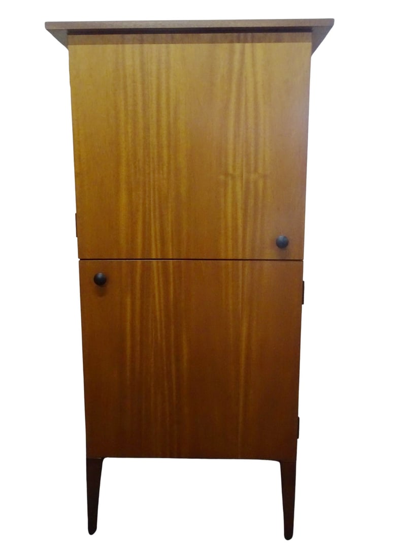 SHAKER/MODERN FINE WOOD CABINET, CHERRY STAIN WITH BLACK HARDWARE, 58.5 X 25 X 24 (v164) (1 of 11)