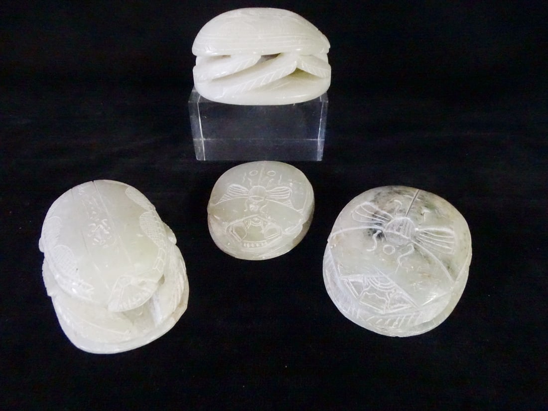 GROUP OF 4 HARDSTONE SCARABS 2 1/4 X 4 X 3 1/4 LARGEST (1 of 19)