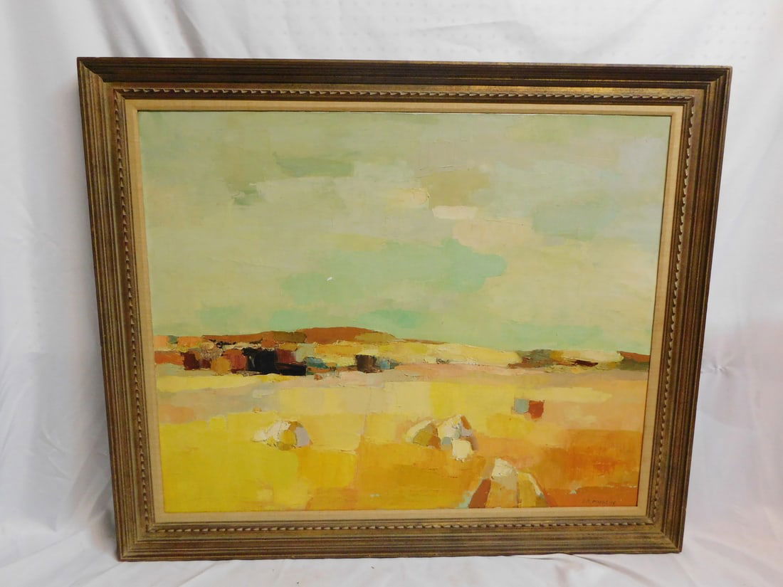 LIVING ESTATE OF JOSEPH RODANO: SIGNED ABSTRACT LANDSCAPE, JOSEPH MUSLIN 38X45.5 OVERALL (1 of 11)