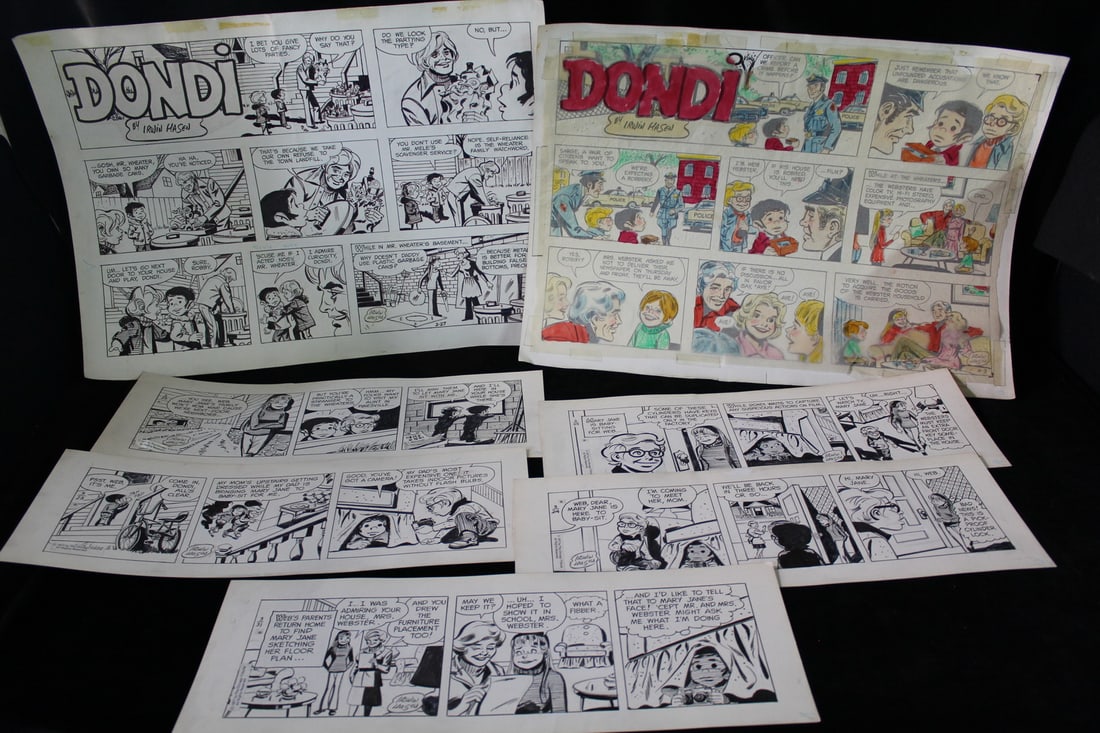 DONDI" BY IRWIN HASAN, ORIGINAL DAILY  COMIC STRIPS 1977 FAMILY OF THIEVES PART 2 STORYLINE 7 PIECES (1 of 18)