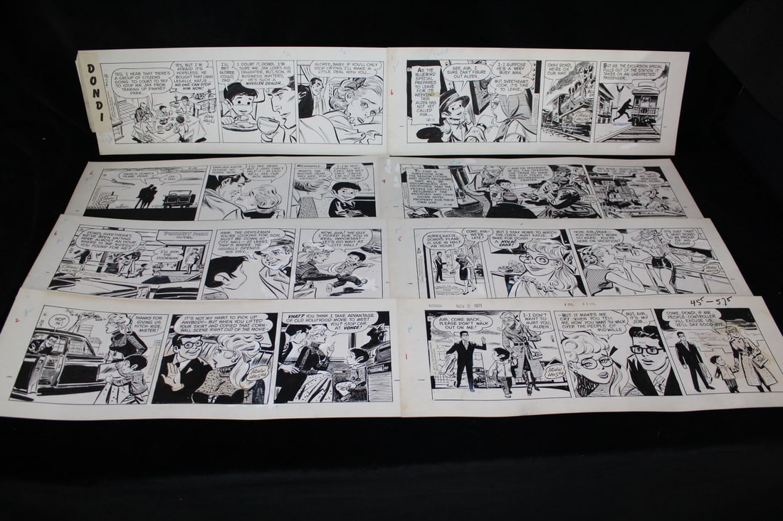 "DONDI" BY IRWIN HASAN, ORIGINAL DAILY COMIC STRIPS, 1969, KATJE AND AYA, 8 PCS. DAILIES LARGEST (1 of 15)