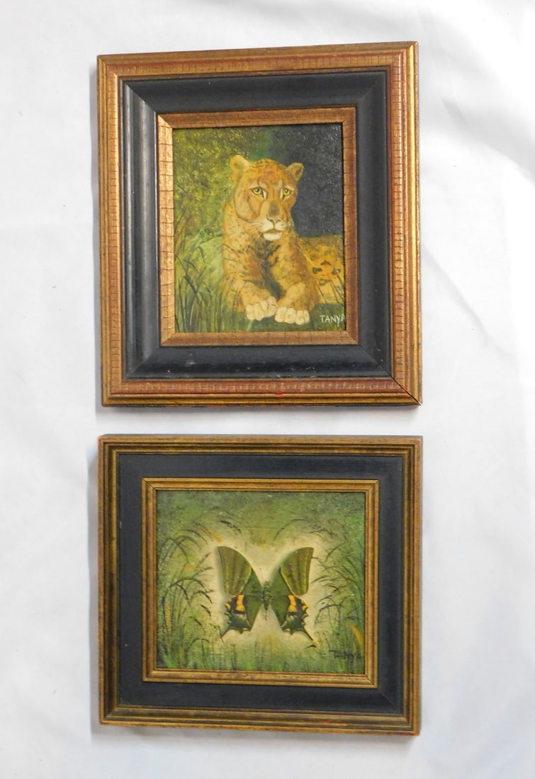 LIVING ESTATE OF JOSEPH RODANO: 2 SMALL OIL ON BOARD PAINTINGS SIGNED TONYA JACOBI. ONE BUTTERFLY, (1 of 9)