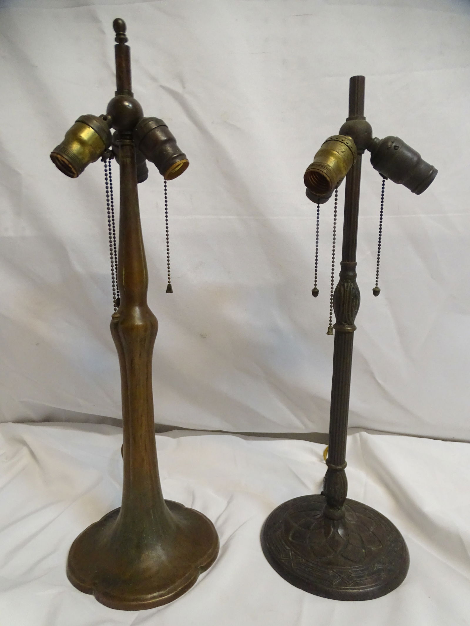 2 SIGNED HANDEL CAST SPELTER TABLE LAMP BASES TALLEST 24 1/2" (1 of 15)