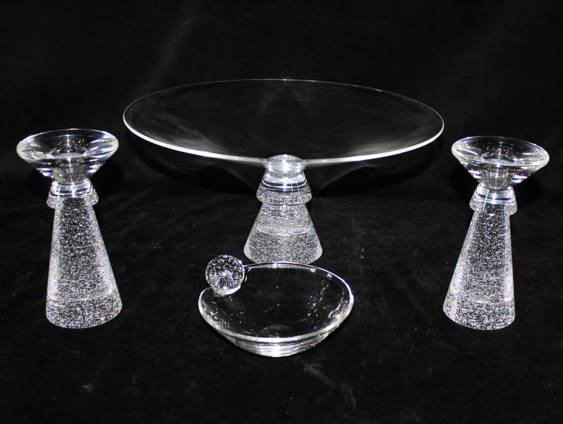 STEUBEN CRYSTAL, STARDUST BY DAVID DAULLER, 4 PIECES, 7.5'HX15'DIA. LARGEST (1 of 7)