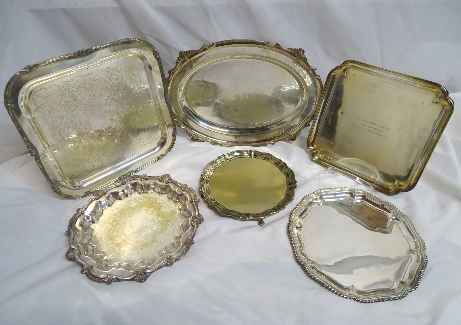 GROUP OF 6 ENGLISH SILVER PLATE TRAYS  18X14 LARGEST (1 of 20)