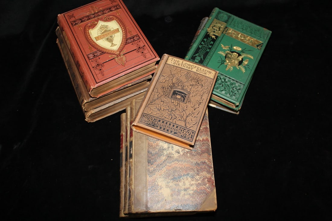GROUP OF NINE MOSTLY 19TH CENTURY BOOKS, INCLUDING THE LONGFELLOW BIRTHDAY BOOK, WHITTIER'S COMPLETE (1 of 9)