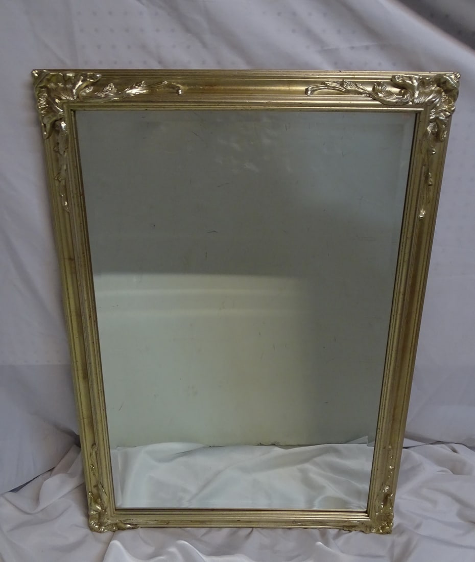SILVER GILT BEVELED MIRROR, 41 X 28.75 (1 of 12)