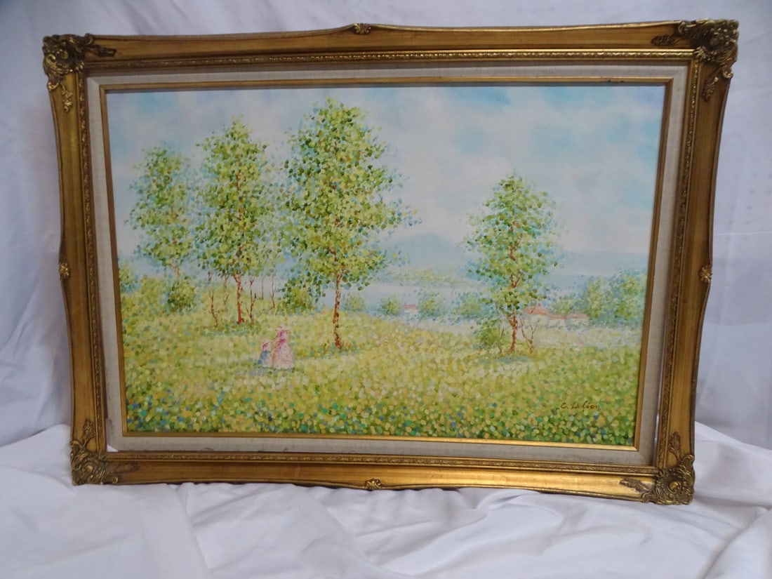 C. HELION IMPRESSIONIST LANDSCAPE, 23.5 X 35.5 IMAGE, 30 X 42 OVERALL: C. HELION IMPRESSIONIST LANDSCAPE, 23.5 X 35.5 IMAGE, 30 X 42 OVERALL