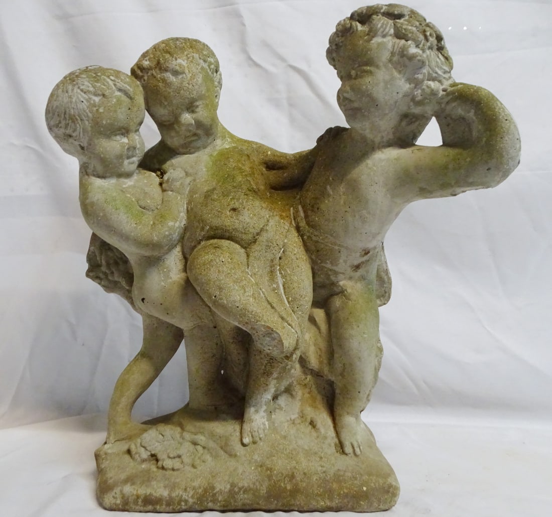 3 CONCRETE PUTTI / CHERUBS 23 1/2" X 21" X 9" (1 of 16)