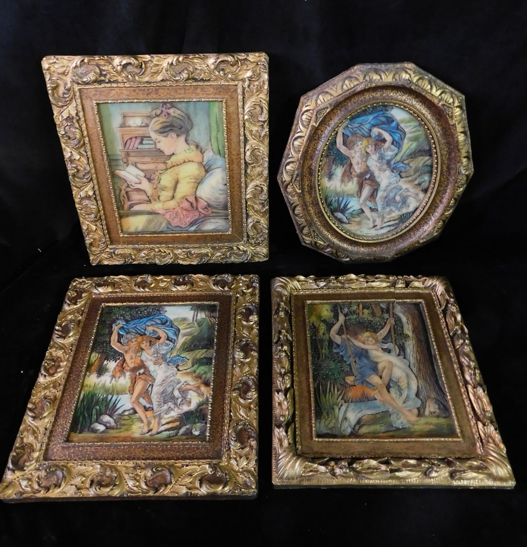 VINTAGE ARTINI ENGRAVINGS, GROUP OF FOUR ITEMS WITH FRENCH ROCOCCO THEME, 14.5 X 13 LARGEST (1 of 10)