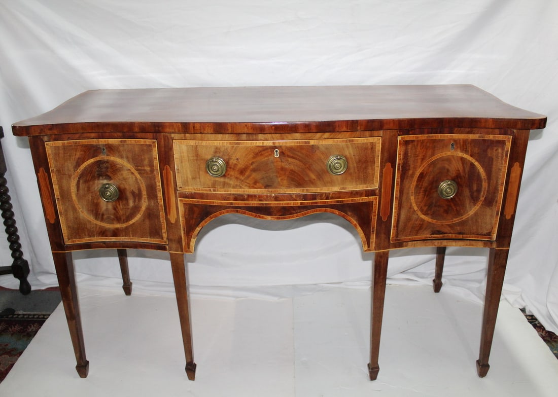 ANTIQUE HEPPLEWHITE INLAID MAHOGANDY SERVER 36 X 59 1/2 X 26 (1 of 17)