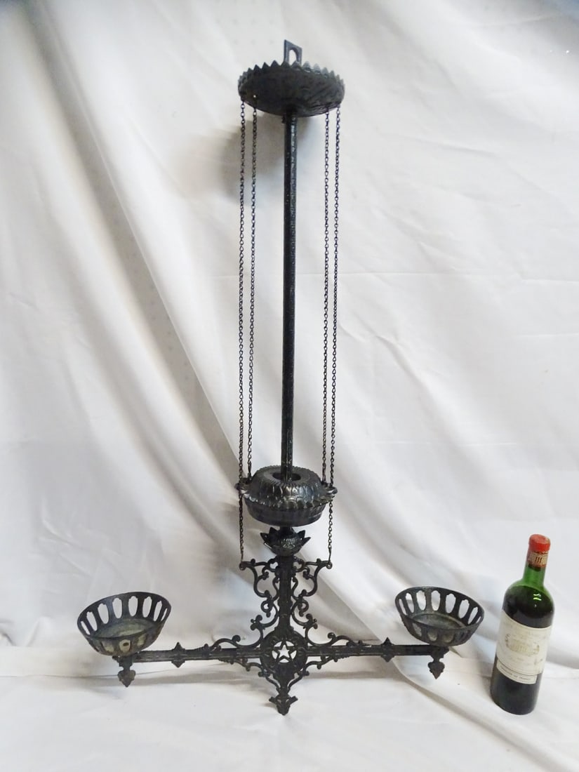 ANTIQUE IRON HANGING FIXTURE 40X25X5.5 (1 of 11)