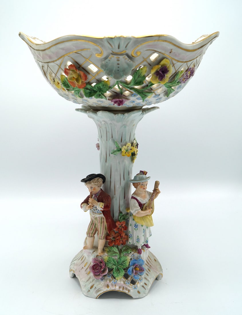 DRESDEN MUSICIAN FIGURAL COMPOTE, 14 X 11 X 10 (1 of 6)