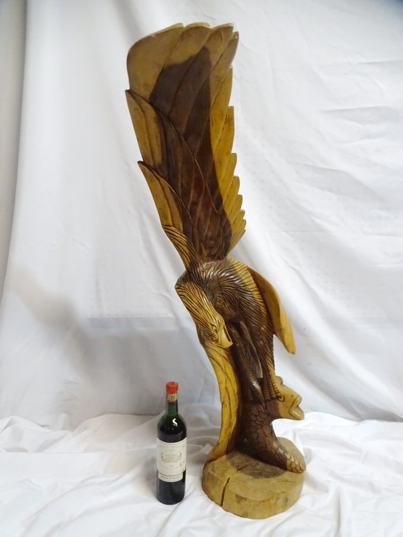 CARVED WOOD EAGLE FIGURE  40.5 HIGH (1 of 11)