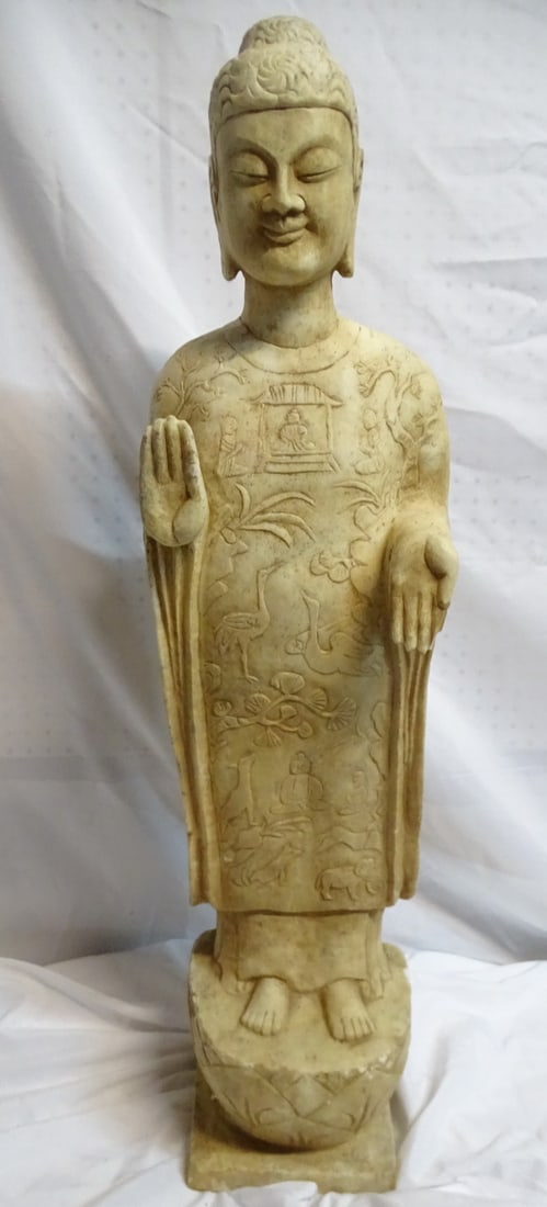 LARGE MARBLE  STANDING BUDDHA  45.5H (1 of 14)