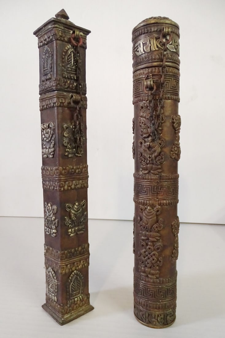 PAIR OF COPPER INCENSE HOLDERS 13.5 x 2 (1 of 10)