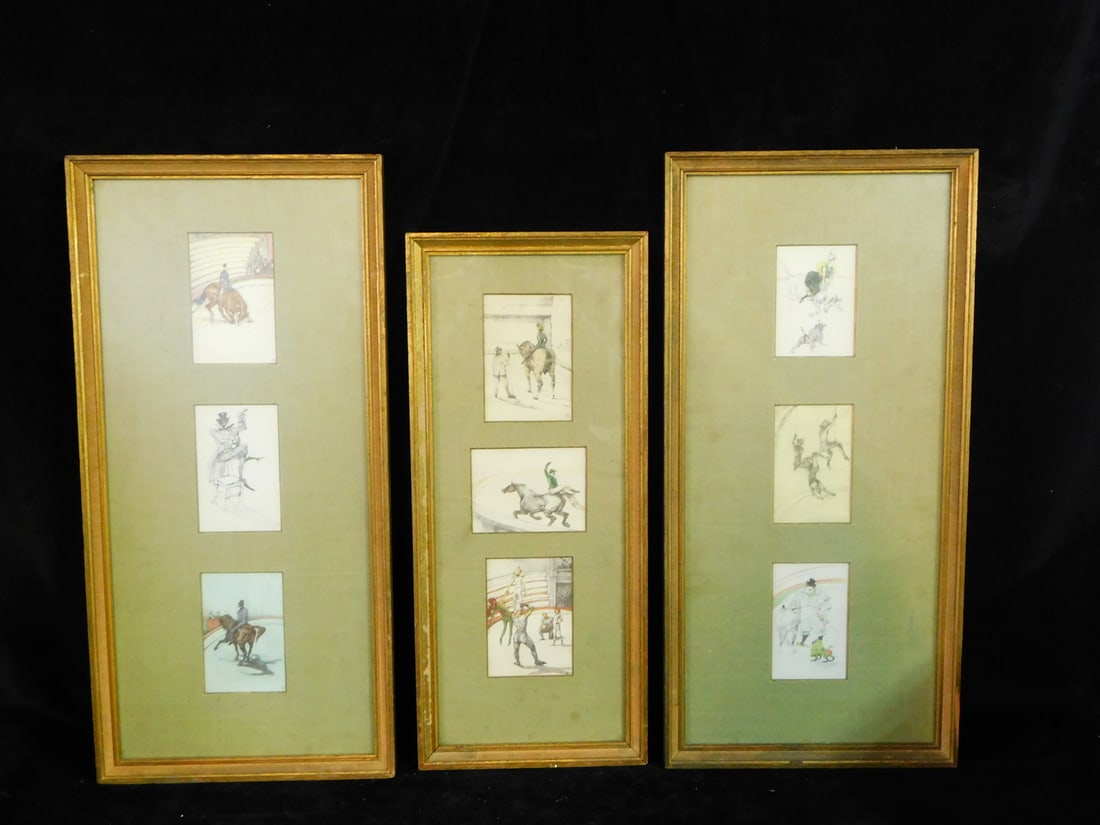 3 FRAMED CIRCUS PRINTS 22" X 11" (1 of 11)