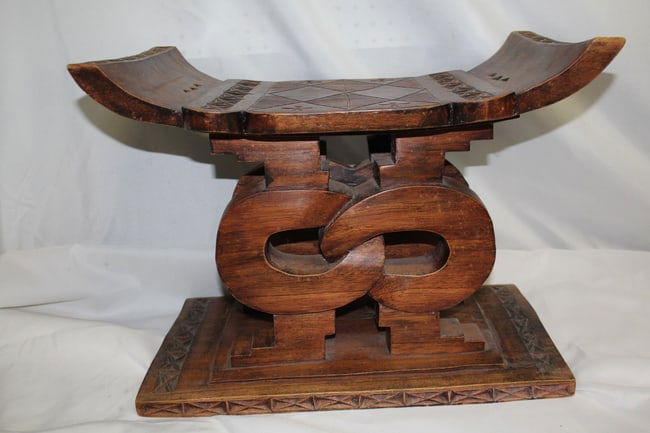 WEST AFRICAN ADINKRA STOOL 16 1/2" X 21 1/2" X 12 3/4" (1 of 8)