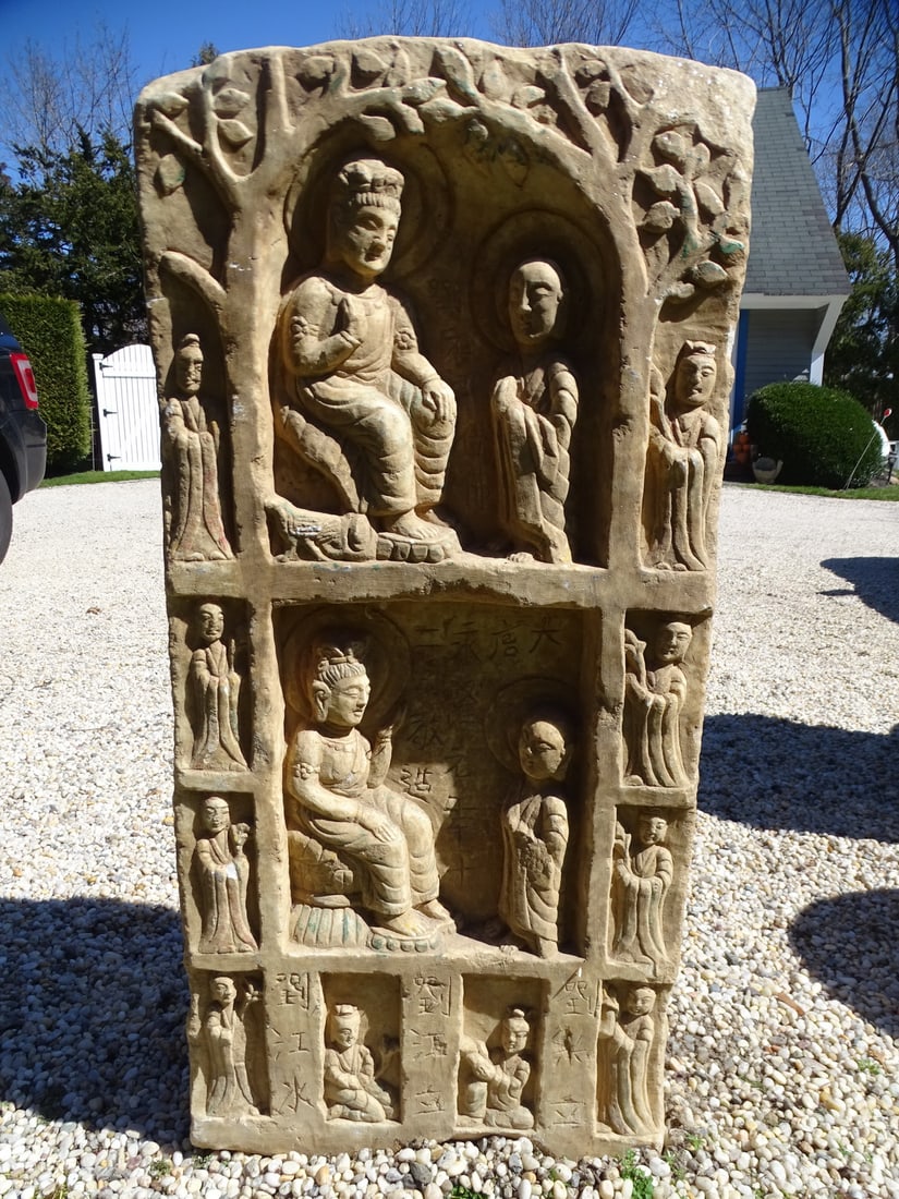 ASIAN CARVED FIGURAL STONE 35 1/2" X 16 1/2" X 9 (1 of 20)