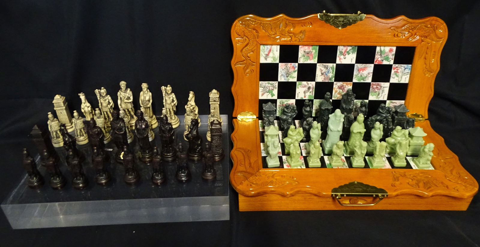 2 VINTAGE FIGURAL CHESS SETS, ONE HANDCARVED ITALIAN, AND ONE "EIGHT FAIRIES" SOAPSTONE (1 of 18)