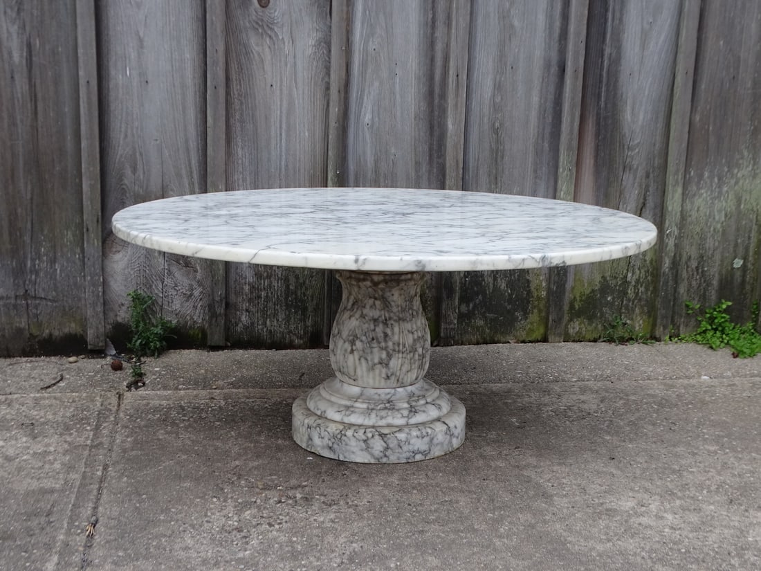 ROUND MARBLE PEDESTAL TABLE 18 X 40 DIA. (1 of 8)