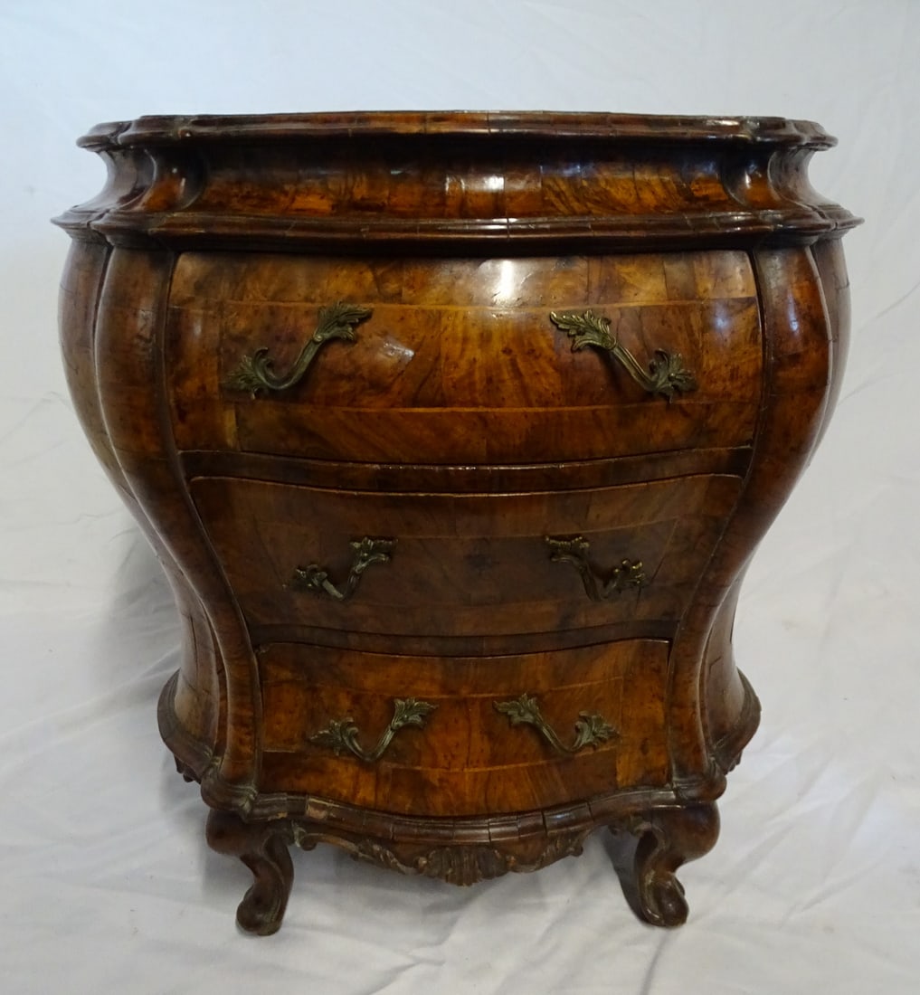 OLIVEWOOD BOMBE COMMODE, DOUBLE SIDED, 26 X 25 X 18.5 (1 of 1)