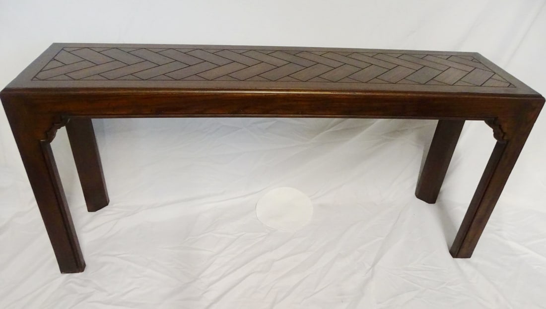 HENREDON FOUR CENTURIES CONSOLE / SOFA TABLE PARQUETRY WALNUT 27" X 59" X 16" (1 of 12)