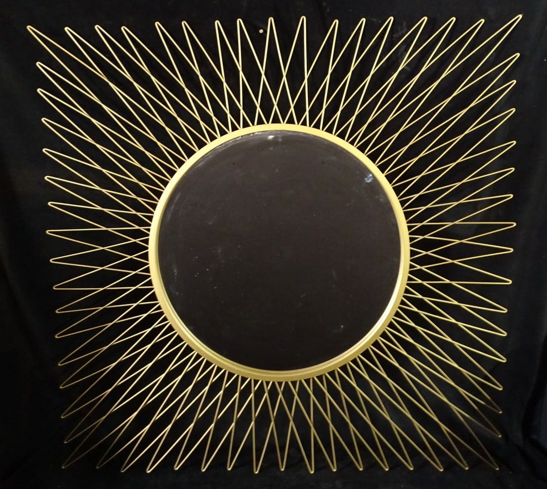 SQUARE GILT SUNBURST MIRROR 36 X 36: SQUARE GILT SUNBURST MIRROR 36 X 36