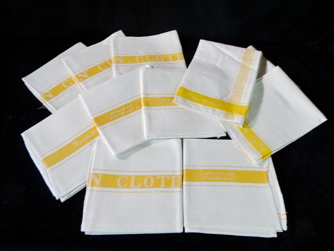 11 IRISH LINEN TEA TOWELS / GLASS CLOTHS MANDARIN COLOR (1 of 5)