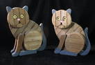 PAIR OF AMERICANA FOLK ART WOODEN CATS, 14" X 11"