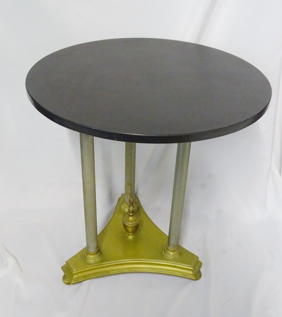 FRENCH CIRCULAR MARBLE TOP TABLE WITH SLATE TOP, 27.75 X 26 DIA.. (1 of 11)