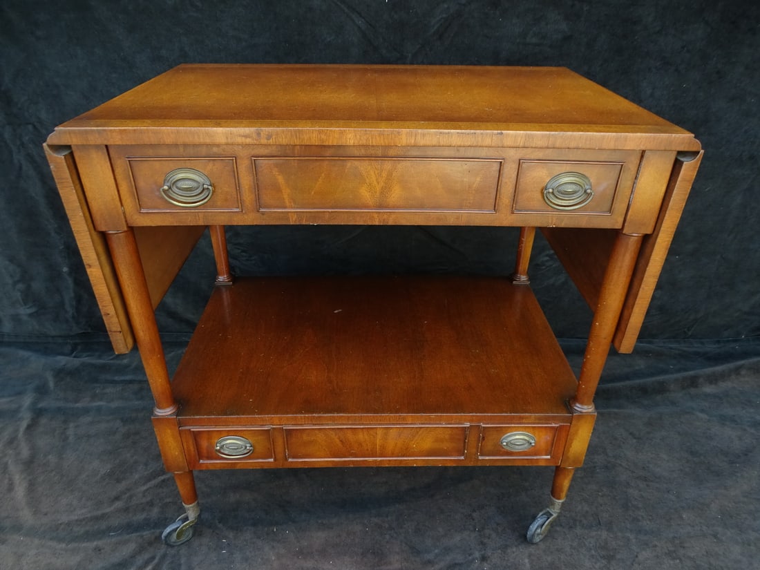 INLAID MAHOGANY BAR CART 32 X 31.25 X 20 (1 of 16)