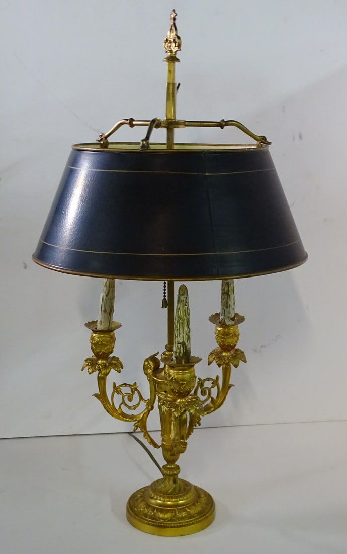 EXCEPTIONAL DORE BRONZE RAM'S HEAD FIGURAL BOUILLOTTE LAMP 26.5 X 13.5DIA. (1 of 15)