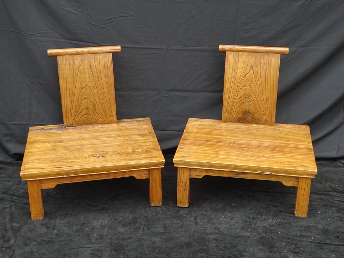 PAIR OF VERY NICE VINTAGE LOW JAPANESE FLOOR CHAIRS, 26 X 25.5 X 21.5 (1 of 17)