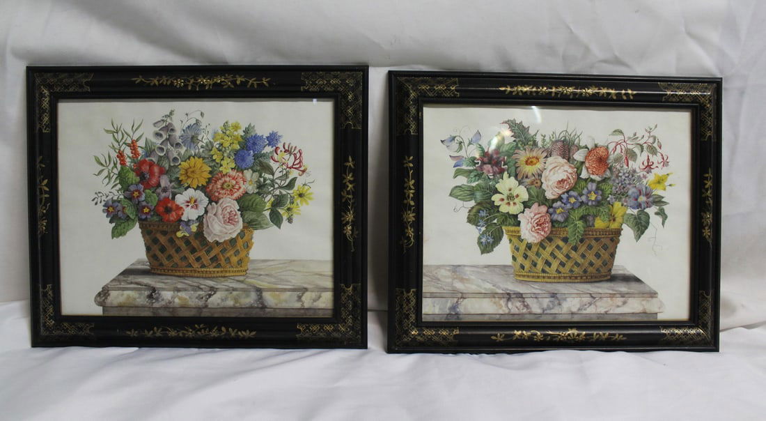 PAIR OF VINTAGE FRAMED WATERCOLORS, FLORAL STILL LIFE, 10.5 X 13.75 IMAGE, 14 X 17 OVERALL (1 of 11)