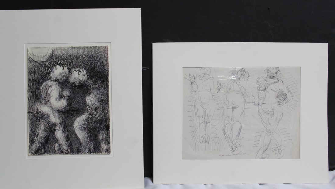 MALCOLM MCKESSON, 3 INK ON PAPER FIGURATIVE DRAWINGS (1 IS DOUBLE SIDED), TITLE & DESCRIP. TO (1 of 10)