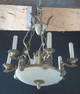 PETITE SIX LIGHT BRONZE AND ALABASTER? SWAN FIGURAL CHANDELIER 20 X 20