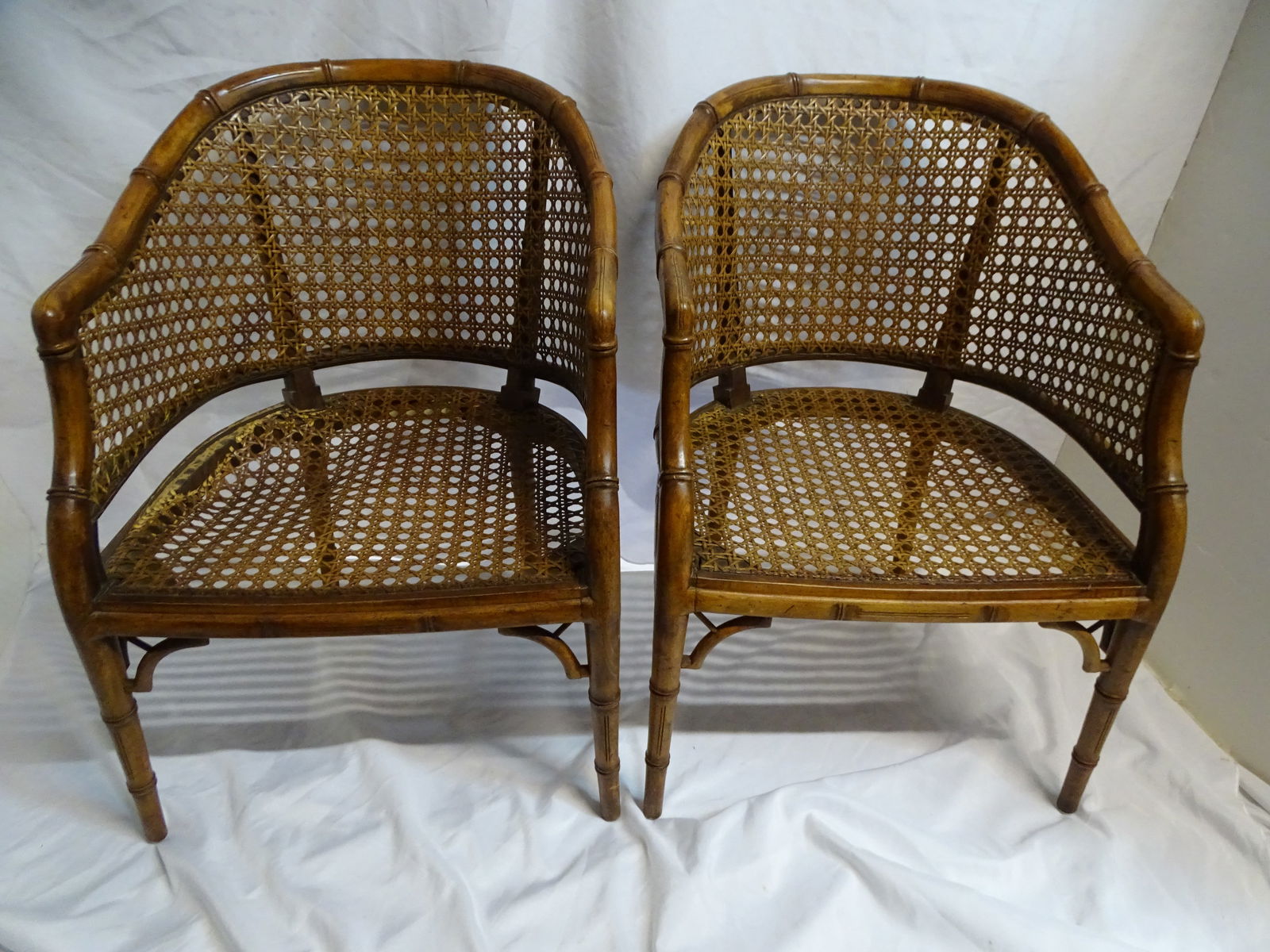 LIVING ESTATE OF JOSEPH RODANO: FRENCH CLUB CHAIRS, FAUX BAMBOO, SET/2, 33 X 22.5 X 25 (1 of 17)