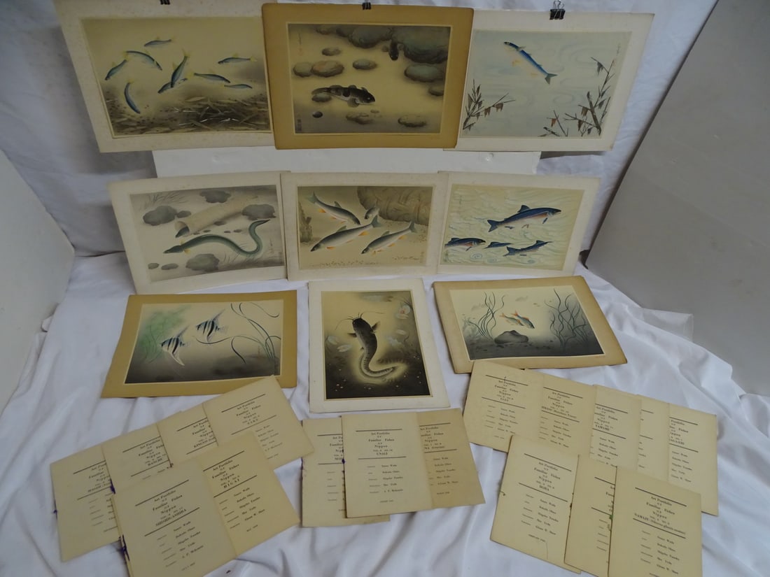 LIVING ESTATE OF JOSEPH RODANO: GROUP OF 9 SIGNED JAPANESE WATERCOLORS FROM "THE ART PORTFOLIO OF FA (1 of 13)