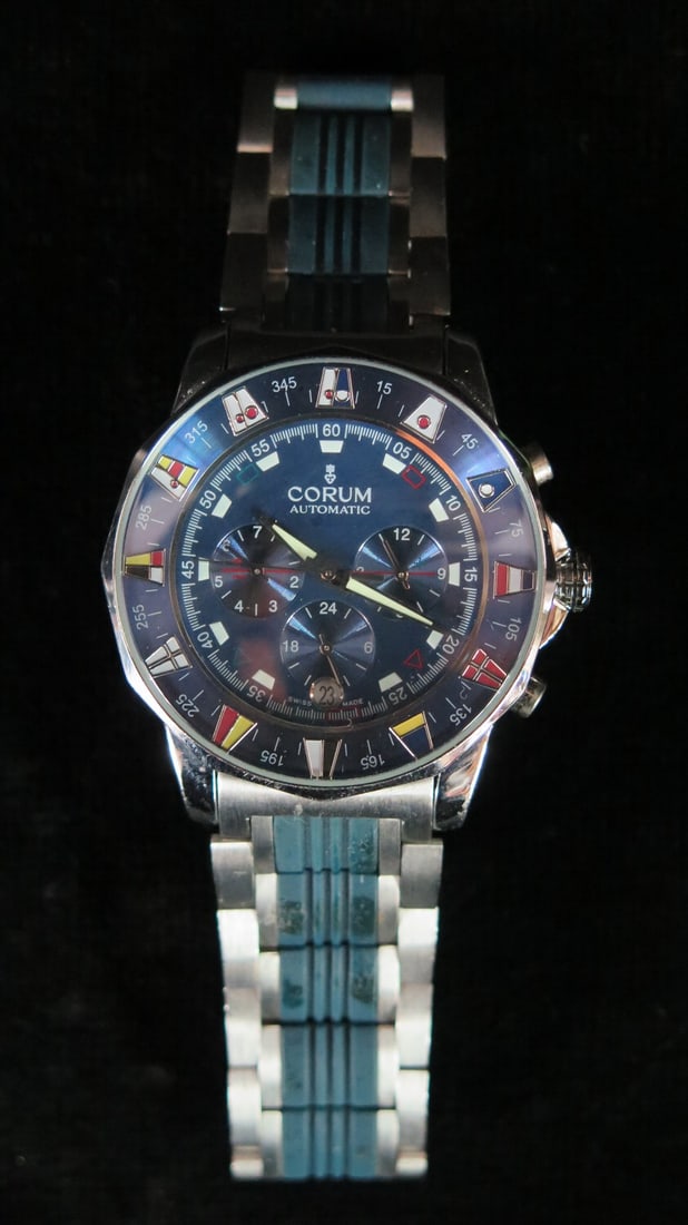 LIVING ESTATE OF JOSEPH RODANO: CORUM ADMIRAL'S CUP STAINLESS STEEL AUTOMATIC CHRONOGRAPHIC WATCH, (1 of 12)