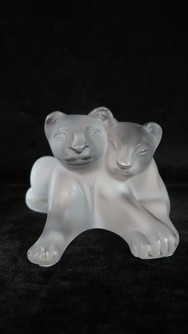 LIVING ESTATE OF JOSEPH RODANO: LALIQUE CRYSTAL TAMBWEE LION CUBS, 3 X 4 X 3.5 (1 of 11)