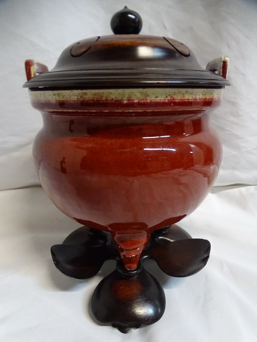 LIVING ESTATE OF JOSEPH RODANO:  CHINESE SANG DE BOEUF GLAZED CENSOR, QING 18C WITH PIERCED CARVED (1 of 19)