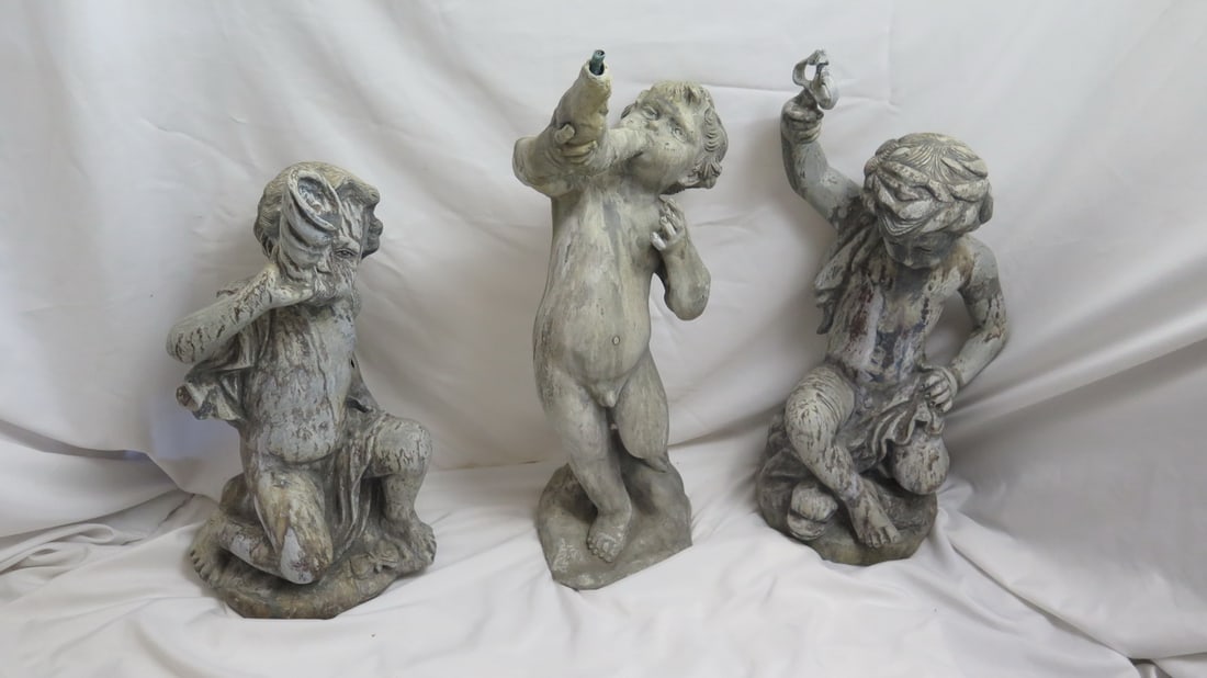 LIVING ESTATE OF JOSEPH RODANO: GROUP OF THREE LEAD (?) PUTTI, 30"H TALLEST: LIVING ESTATE OF JOSEPH RODANO: GROUP OF THREE LEAD (?) PUTTI, 30"H TALLEST