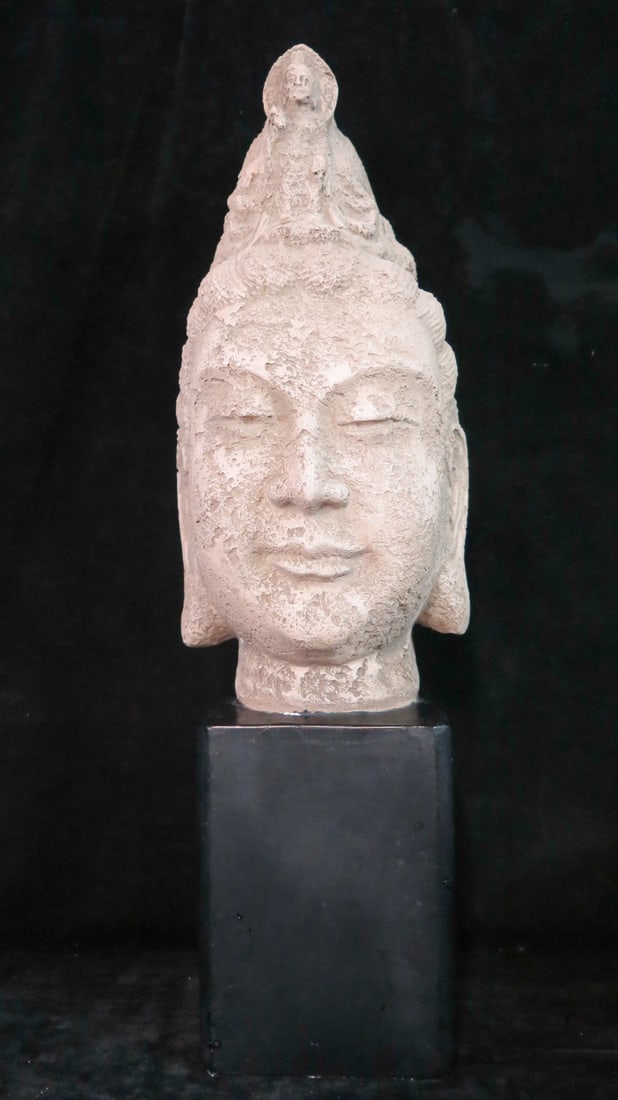 ESTATE OF DENNIS P. RODANO: COMPOSITE BUDDHA ON BLACK PLINTH 25" X 7" X 8 1/2" (1 of 14)