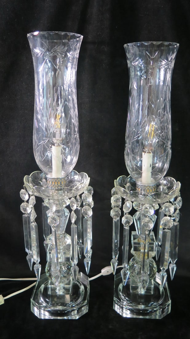 ESTATE OF DENNIS P. RODANO: PAIR OF CRYSTAL GIRONDOLES 24 1/2" X 5 1/2" (1 of 14)