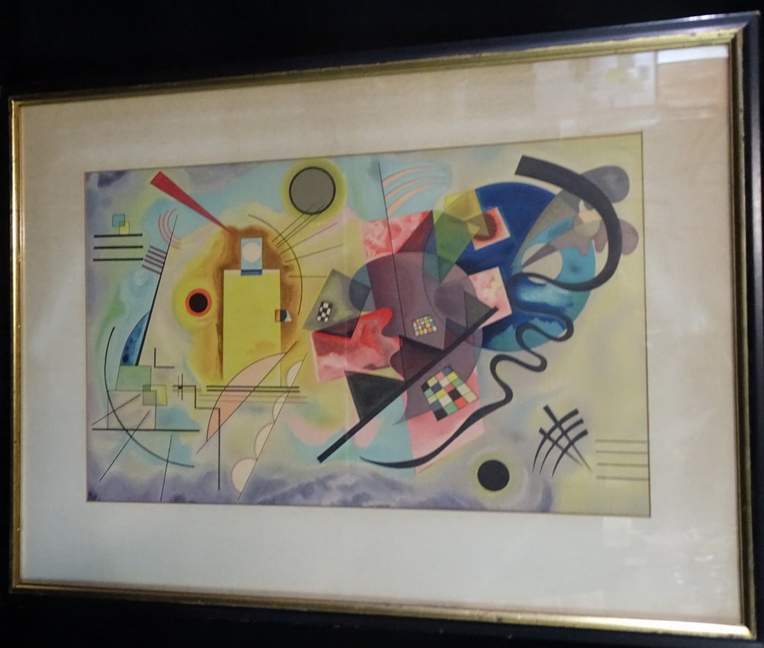 VINTAGE STONE LITHOGRAPH ABSTRACT IN THE STYLE OF MIRO 29" X 21" OVERALL (1 of 12)