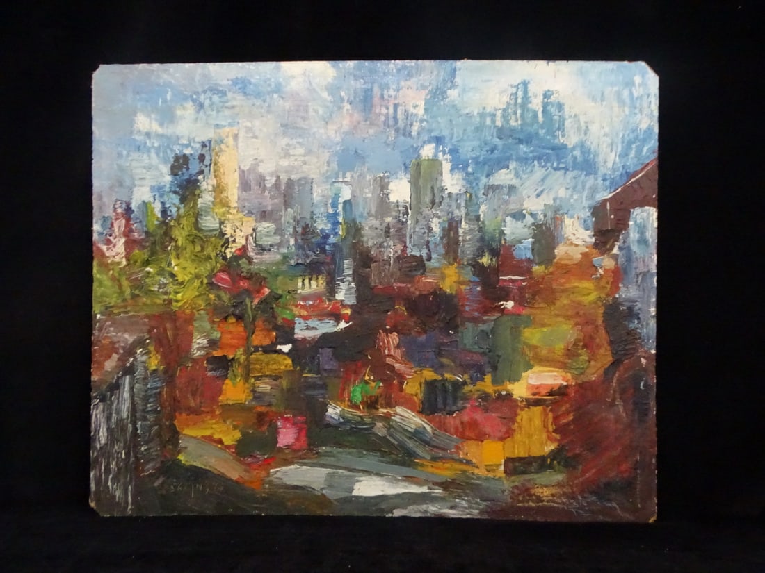 OIL ON CANVAS IMPRESSIONIST CITYSCAPE SIGNED  16 3/4" X 20 1/2" (1 of 13)