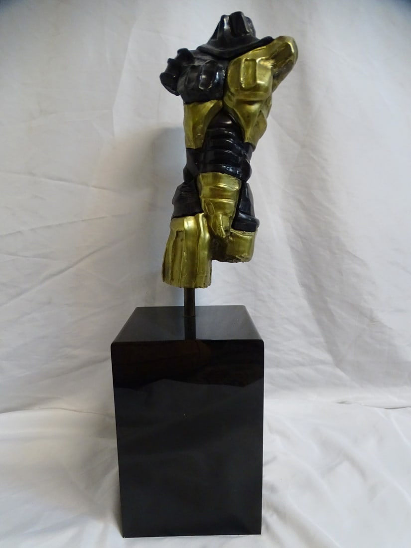 LIVING ESTATE OF JOSEPH RODANO:  ENRICO MANERA JULIUS CAESAR JCM BLACK RESIN AND BRASS SCULPTURE, (1 of 9)